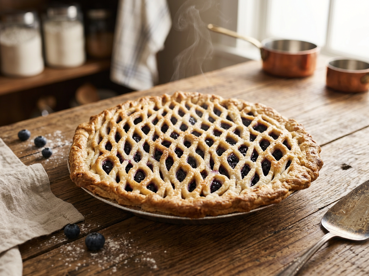 Homemade fruit pie with a flaky, buttery crust