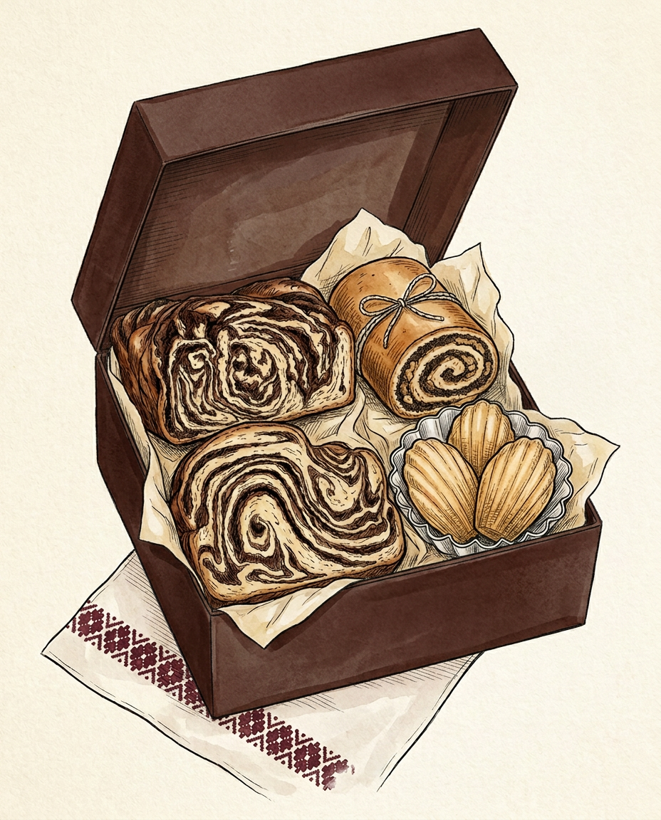 Hostess Gift Box with handmade European pastries from Mama Rozi's Bakehouse in LaGrange, KY